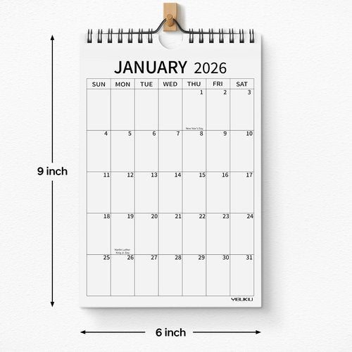 Yibukiu Small Wall Calendar 2025-2027, 6''x9'' Mini Calendar July 2025 to June 2027, 24 Months Minimalist Little Notepad Calendar for Fridge, Work, Desk