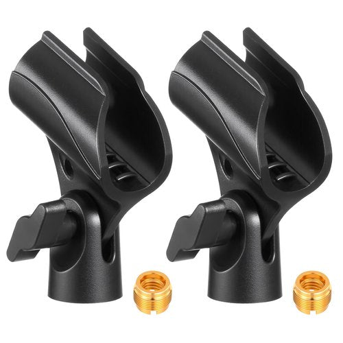 2 Pcs Universal Microphone Clip, Microphone Holder Adjustable Mic Holder for Microphones with 5/8" Male to 3/8" Female Screw Adapter