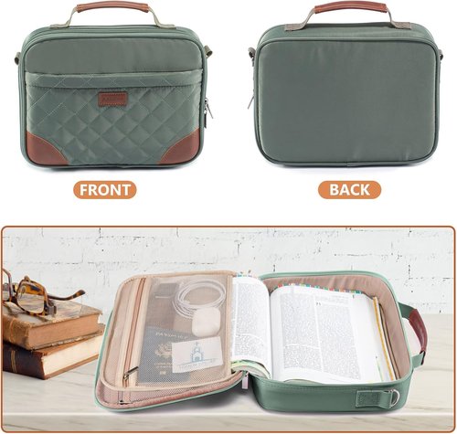 Aplufine Bible Cover - Medium Bible Case with Shoulder Strap & Detachable Pen Loops - Ideal Gift for Men & Women