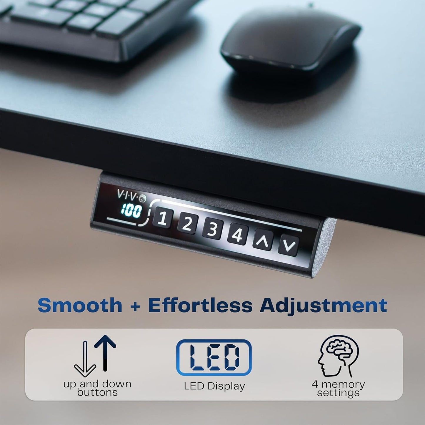 VIVO Electric Standing Desk - 60 x 30 Inch with Memory Height Adjustment - Black Top & White Frame