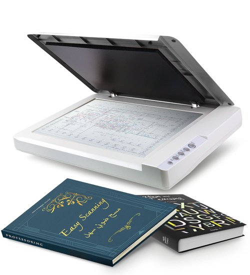 plustek Large Format Flatbed Scanner OS 1180 - A3 / Tabloid/Legal Size scan, Up to 1200 DPI scan Resolution for Blueprints and Document. Design for Library, School and Soho, Support Mac and PC