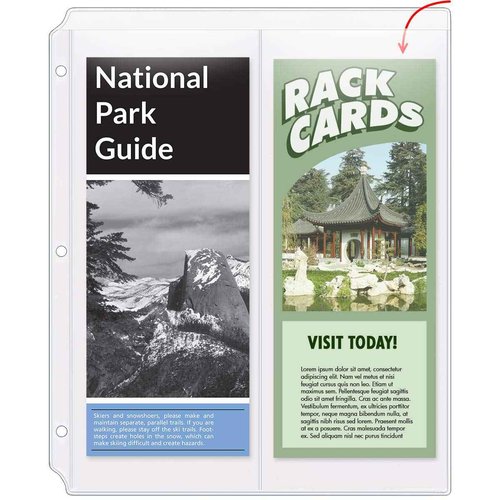 StoreSMART - Rack Cards/Envelopes Binder Page for 3-Ring Binders - Two 4 ¼" x 11" Pockets - Clear Vinyl Plastic - 25 Pack - RMC830-25