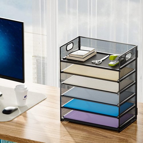 Marbrasse 6-Tier Paper Organizer | Letter Tray & Pen Holder with 2 Drawers - Stylish Office Storage