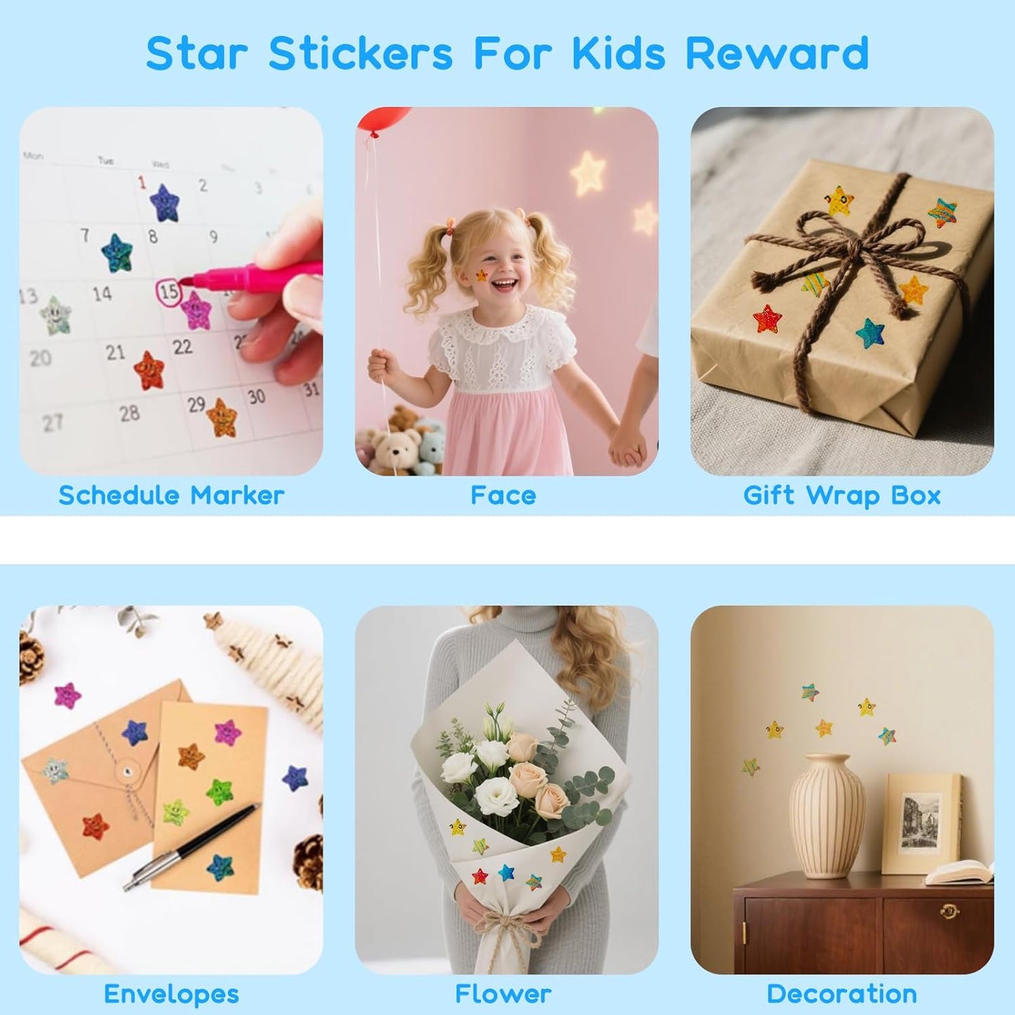 Skiennix Star Stickers - 1000 Pcs Holographic Foil Stars for Kids | 1 Inch | Perfect for Rewards & Charts