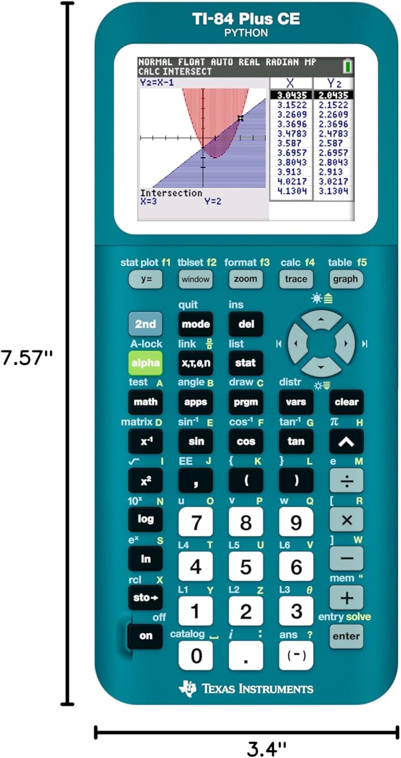 TI-84 Plus CE Graphing Calculator - Trinomial Teal Color for Enhanced Learning