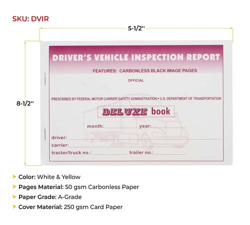Mytee Products Driver’s Vehicle Inspection Report Book (31 Sets of Forms) for Truck Drivers - 5-1/2" x 8-1/2", Carbonless 2-Ply, Pre-Trip Inspection Book Meets FMCSR Requirements & DVIR (50 Pcs)