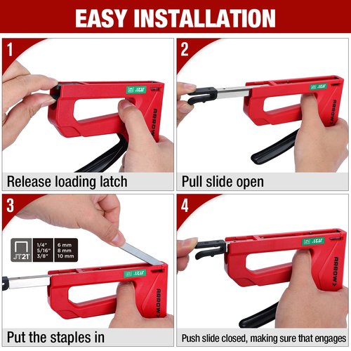 Arrow Light Duty Staple Gun, Lightweight Upholstery Stapler Kit for Wood with 1000 JT21 Staples, Plastic Housing Tacker for Crafts, Fabric, DIY, Household