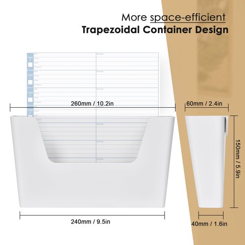 YOHOM No Drilling File Holder Wall Mails Magazines Organizer Adhesive Door Mount, Single Pocket, (White 1) (WHITE, 3 PCS)