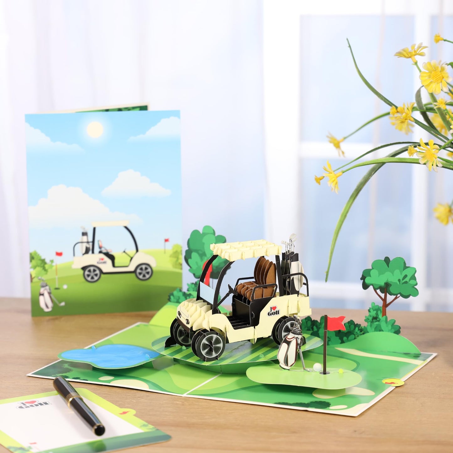 Pop Up Fathers Day Card Golf, 3D Golf Birthday Card for Dad, Golfers, Husband, Grandpa, Pap, Him, Son; All-Occasion Father’s Day, Congratulations, Thank You, Retirement for Boss, Coworker, 6x8 in
