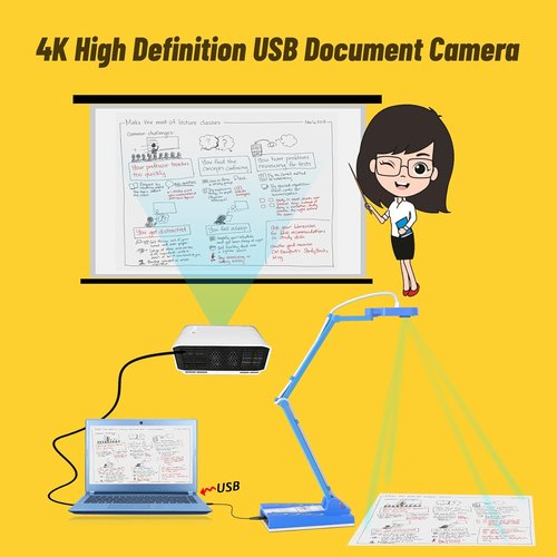 Mirabox 4K Ultra HD Document Camera - 10MP Webcam for Live Demos & Remote Teaching | Compatible with Mac, Windows, Chromebook