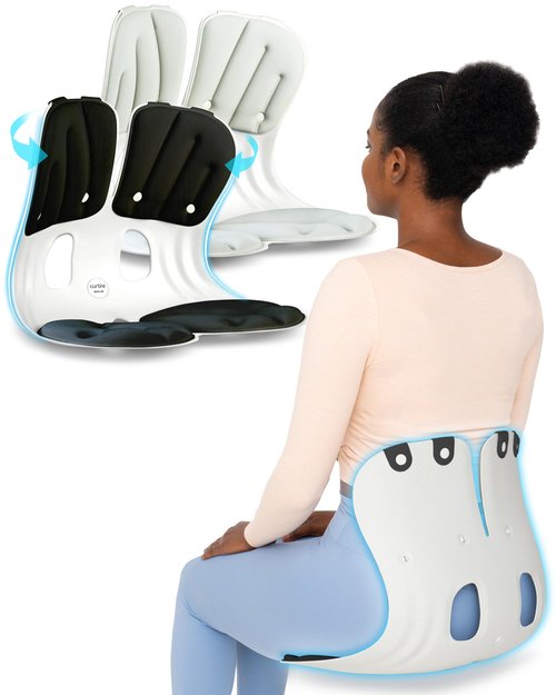 curble Chair [Adult] Ergonomic Back Support Chair, Lumbar Support for Back Posture Corrector and Back Pain Relief, Portable and Perfect for Office Chair and Work Form Home (2 Pack Black Grey)