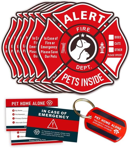 Pet Alert Stickers by PetSafe - Emergency Rescue Window Decals | 6 Pack with Bonus Wallet Card & Key Tag