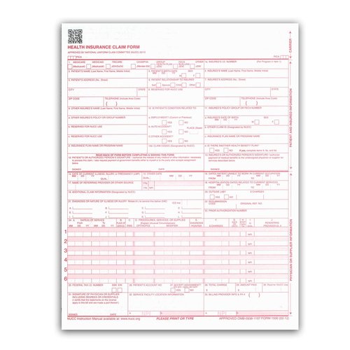 NextDayLabels - CMS 1500 / HCFA 1500 Insurance Claim Forms - Laser/Ink-Jet Compatible (New Version 02/12) Letter Size 8-12" x 11", 500 Sheets Per Pack