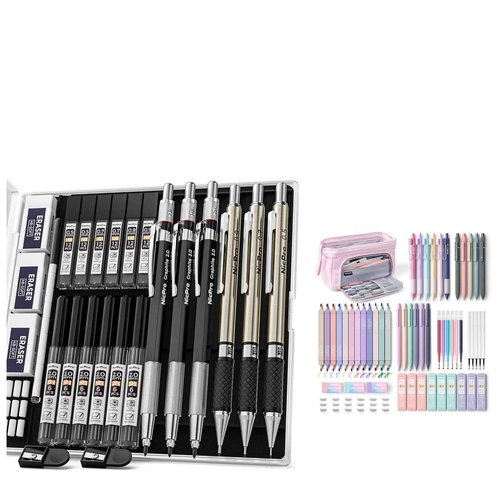 Nicpro 55 PCS Aesthetic School Supplies with 6PCS Art Mechanical Pencil Set