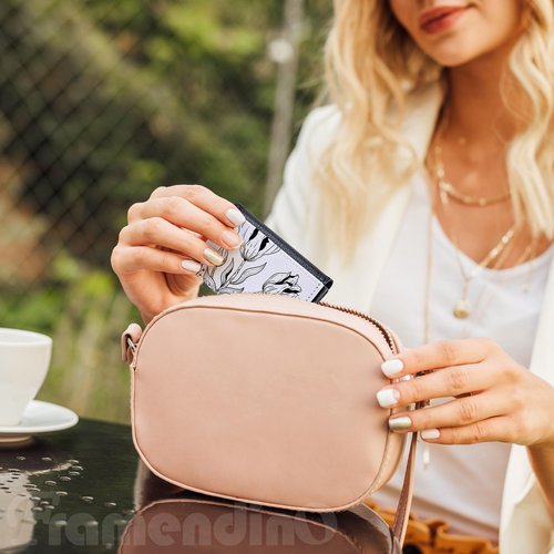 Framendino, 4 Pack Sublimation Blank Business Card Holder PU Leather Name Case Pocket for Office Supplies