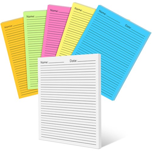 Marspark 300 Sheets Colored Primary Writing Paper with Line 8.5 x 11'' Kindergarten Ruled Writing Paper Teachers Sensory with Line Back to School Supplies for Letter Positioning Handwriting Practice