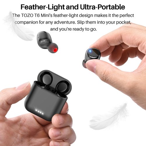 TOZO T6 Wireless Earbuds, Bluetooth 5.3 Ear Buds, Stereo Sound in Ear Headphones, 50 Hours Playtime, Wireless Charging Case, APP Customizable EQs, IPX8 Waterproof Earphones