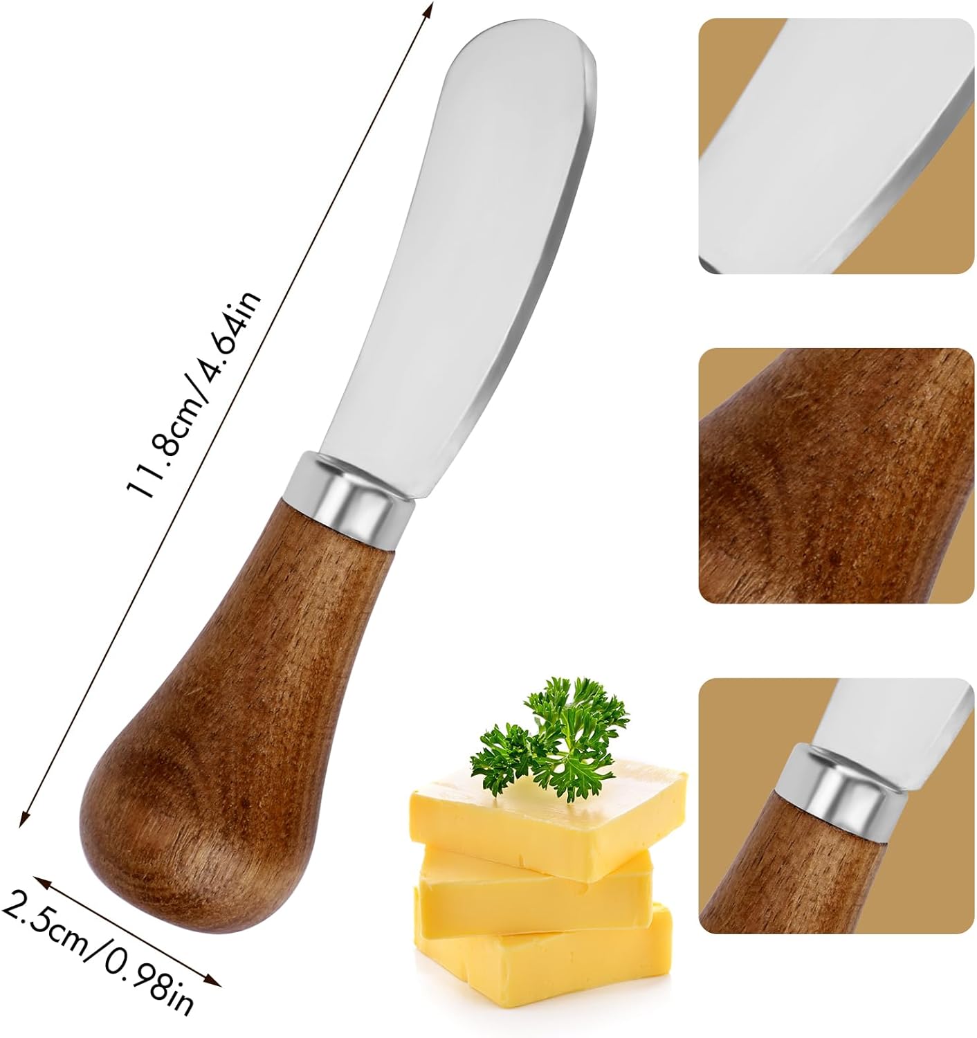 AOZBZ Butter Spreader Knife Set - 2 Stainless Steel Knives with Wooden Handles for Cheese & Spreads