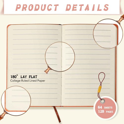 PerKoop 48 Pcs A6 PU Leather Journals Notebook Bulk Lined Journal Soft PU Leather Cover Ruled Writing Notebook for Home Writing School Office Business 128 Pages 5.7 x 3.7 Inch(Dark Color)