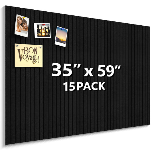 Enayplon Black Felt Board 59" x 36", Large Cork Board for Wall, Felt Wall Tiles 15 Pack, Bulletin Boards for Office, Home, Wall Decor, Pin Boards for Walls
