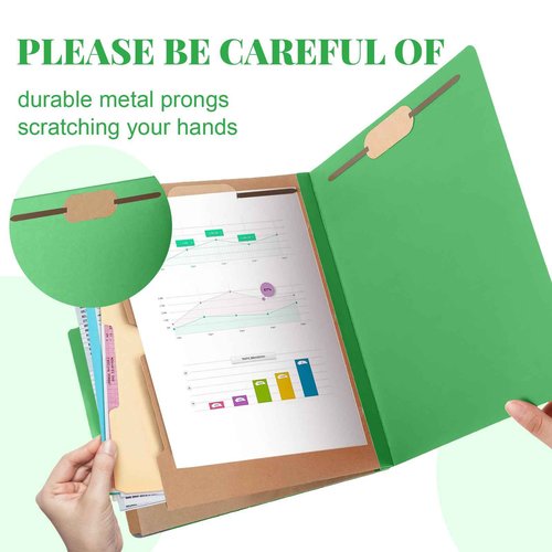 Skyygemm 24 Pcs Classification Folders Letter Size, 2 Pocket Dividers Pressboard File Folder with Fasteners, Expanding File Organizer Bulk for Teachers, Clergy, Office, Church, Christmas (Green)