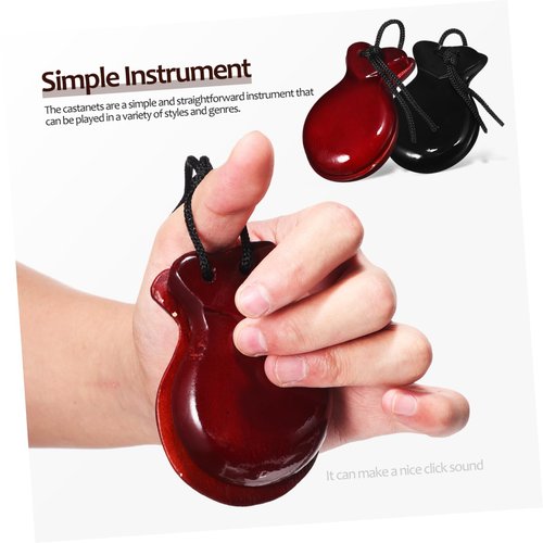 Abaodam Wooden Castanets 2 Pairs of Handmade Small Castanets for Flamenco Dance and Beginner Percussion Players
