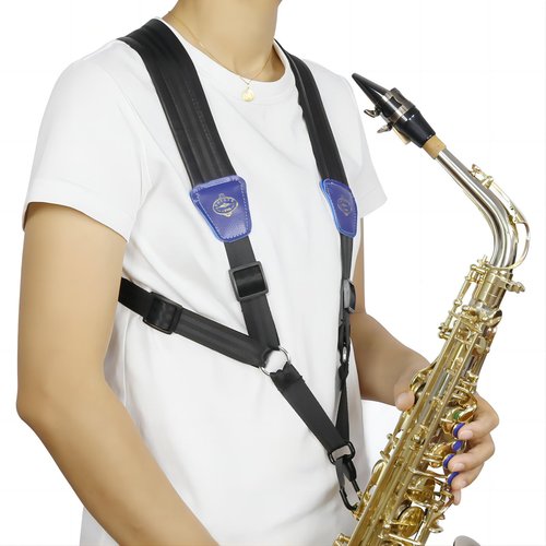 Saxophone Sax Black Double Shoulder Strap for Baritone Alto Tenor Soprano Sax,Super Fiber,Metal Hook,Musical Instruments Accessories Parts
