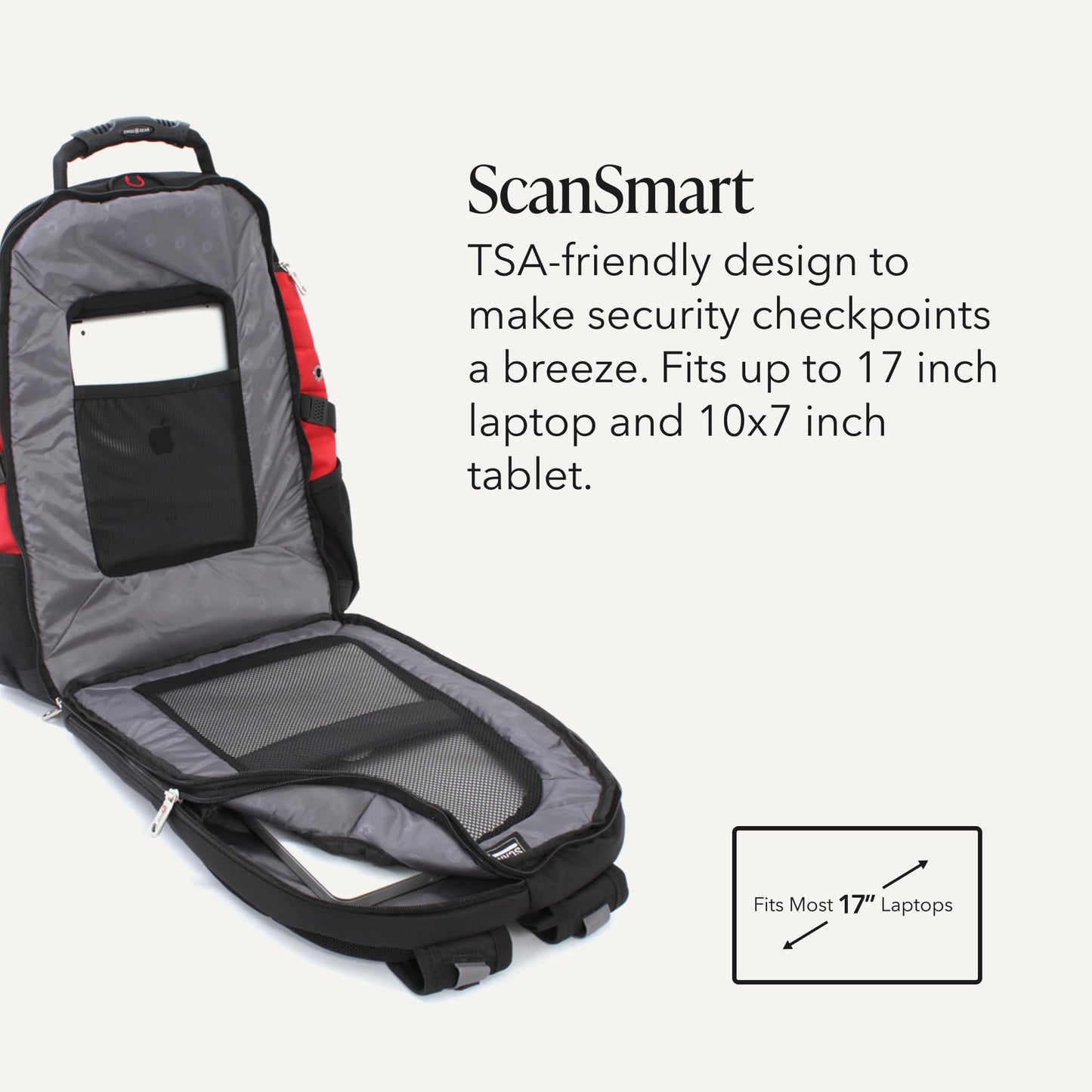 SwissGear 1900 Scansmart TSA 17-Inch Laptop Backpack, Black/Red