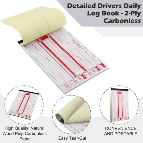 Weekgrat 50 Pack Driver Daily Log Book 8.5" x 5.5" Log Book with Detailed Driver Vehicle Inspection Report Simplified Recap for Truck, 2-Ply Carbonless (Typical)