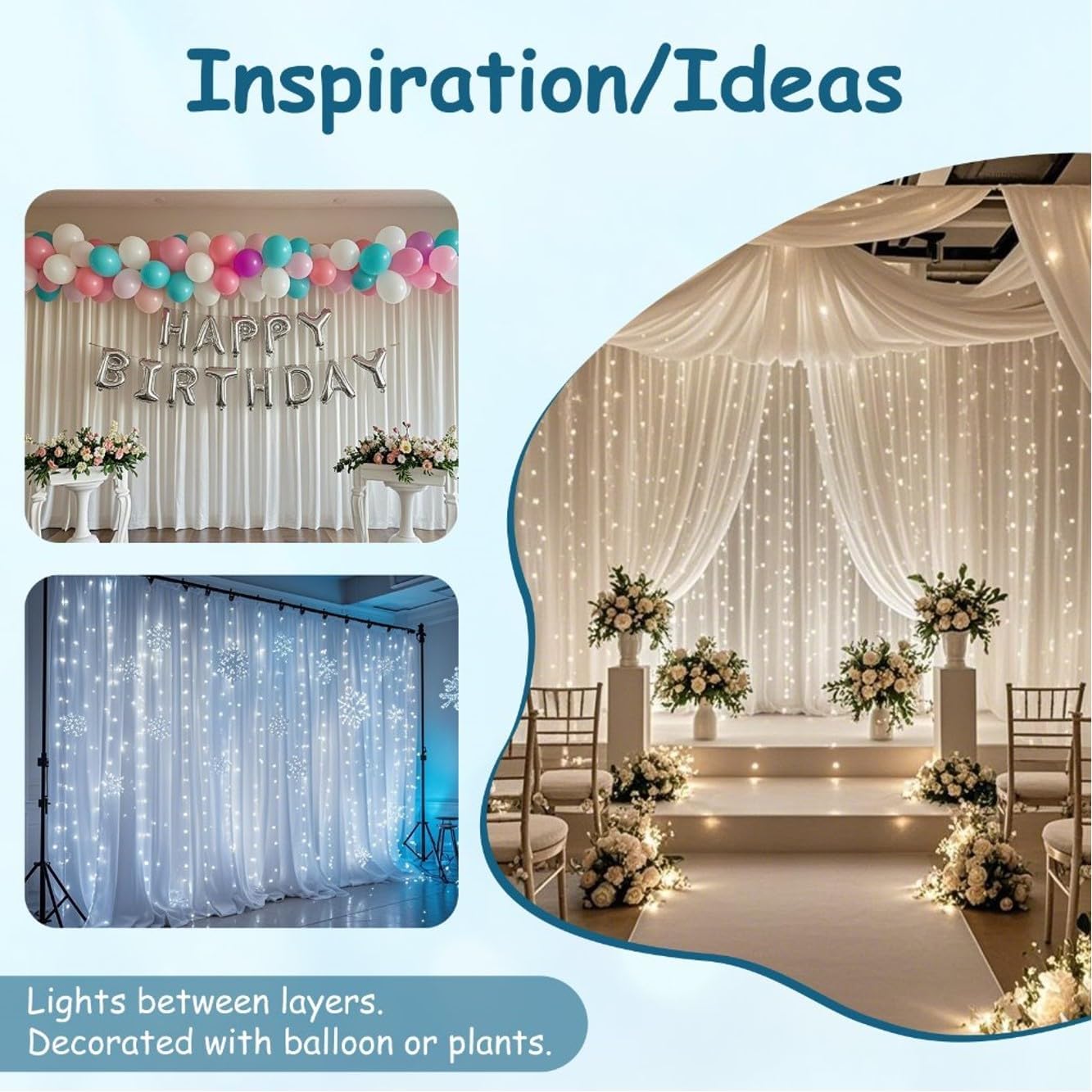 Urby Backdrop - Extra Wide Blackout Curtains Made of Chiffon Tulle & Polyester | White, 20 x 8 Ft