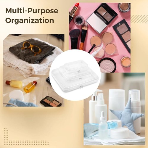 Homaisson 6PCS Clear Zippered Hard Pouches Cases, 3 Sizes Hard Shell Zipper Case, Clear PET Hard Plastic Cosmetic Travel Bag Organizer Box Toiletry Bag, Zippered Storage Bin
