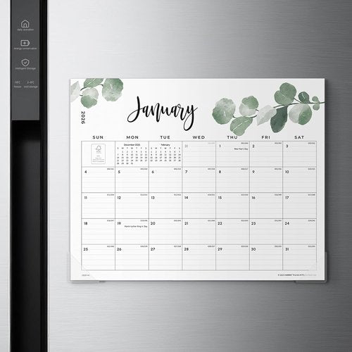 Cabbrix Magnetic Refrigerator Calendar 2026 - Aesthetic Greenery Design | 15 x 12 Inch, Easy Organizing