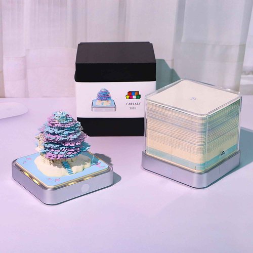 MACTANO 3D Art Calendar Memo Pad 2026, Timepiece Calendar Tear Away Treehouse Paper Carving Sticky Note Purple
