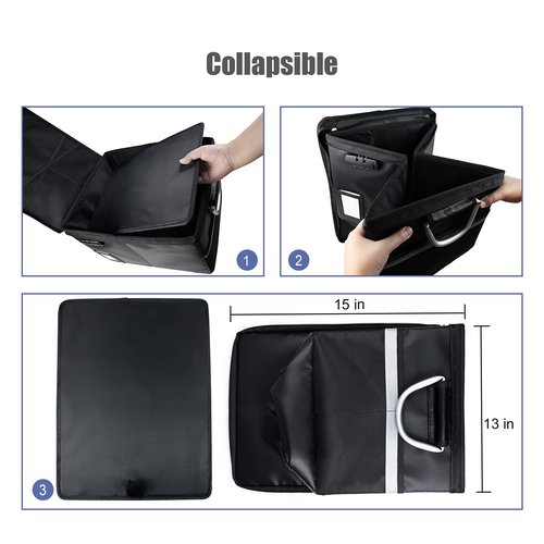 2 Pack Fireproof Document Box File Organizer, Fireproof File Cabinet Box with Lock, Portable Office Safe Box for Hanging Letter/Legal Folder 16.1 x 12.9 x 11inch (Black Silver)