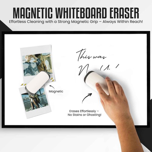 Mariff Magnetic Dry Erase Whiteboard Paper | 24x36 Self-Adhesive White Board Wall Paper & Fridge White Board for Office, Home, Kitchen | Includes 4 Markers & Magnetic Eraser | Easy to Clean
