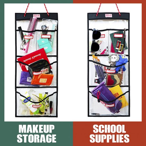 Rough Enough Locker Organizer Hanging Accessories Storage Organization with 4 Pockets for Work Door Gym Wall Clear PVC