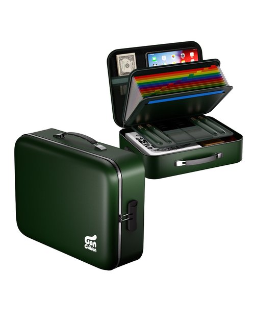 Gancuiwen Fireproof Document Box 8 Layer File Organizer Box with Lock. Important Document with File Folder, Laptop, Portable Travel Safe