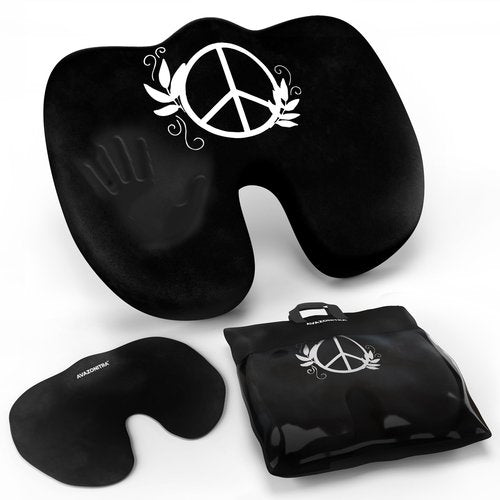 Memory Foam Seat Cushion for Enhanced Comfort,Car Seat Cushion - Pillow Cushion with Cooling Gel, Extra Velvet Cover, and Peace Embroidery