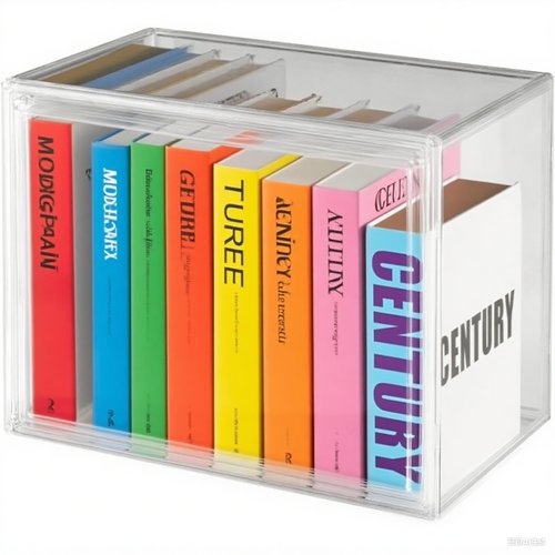 Multifunctional Transparent Books torage box Plastic Thickened Stackable Large capacity Desktop Display box Magnetic suction to open the lid Storage bin Moisture-proof Sealed Shoe box