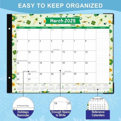 Desk Calendar 2025-2026, KOPEESY 22" x 17" Large Desk Top Calendar with Plastic Cover, 18 Months From January 2025 to June 2026