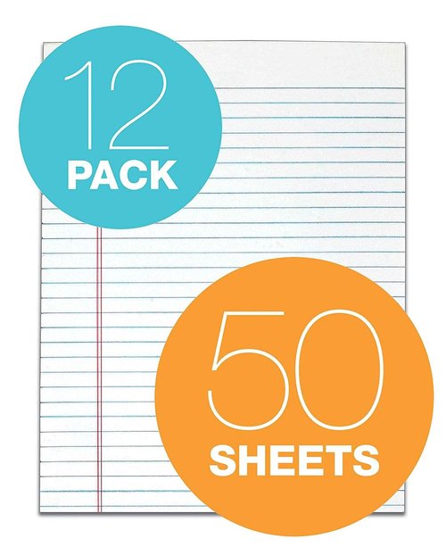 TOPS The Legal Pad Writing Pads, Glue Top, 8-1/2" x 11", Legal Rule, 50 Sheets, 12 Pack (7523)