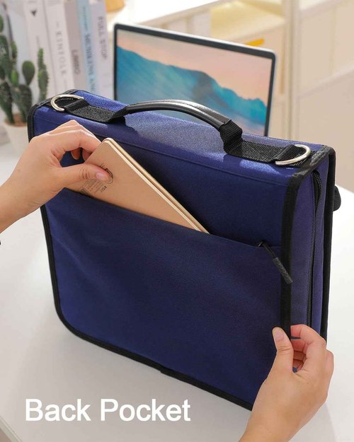 Banero 3" D-ring Zipper Binder with 700+ Sheets Capacity, 3-ring Zip Up Binder with Shoulder Strap for School, College, Office, Compatible with 13" MacBook & 12.9" Tablet (Dark Blue)
