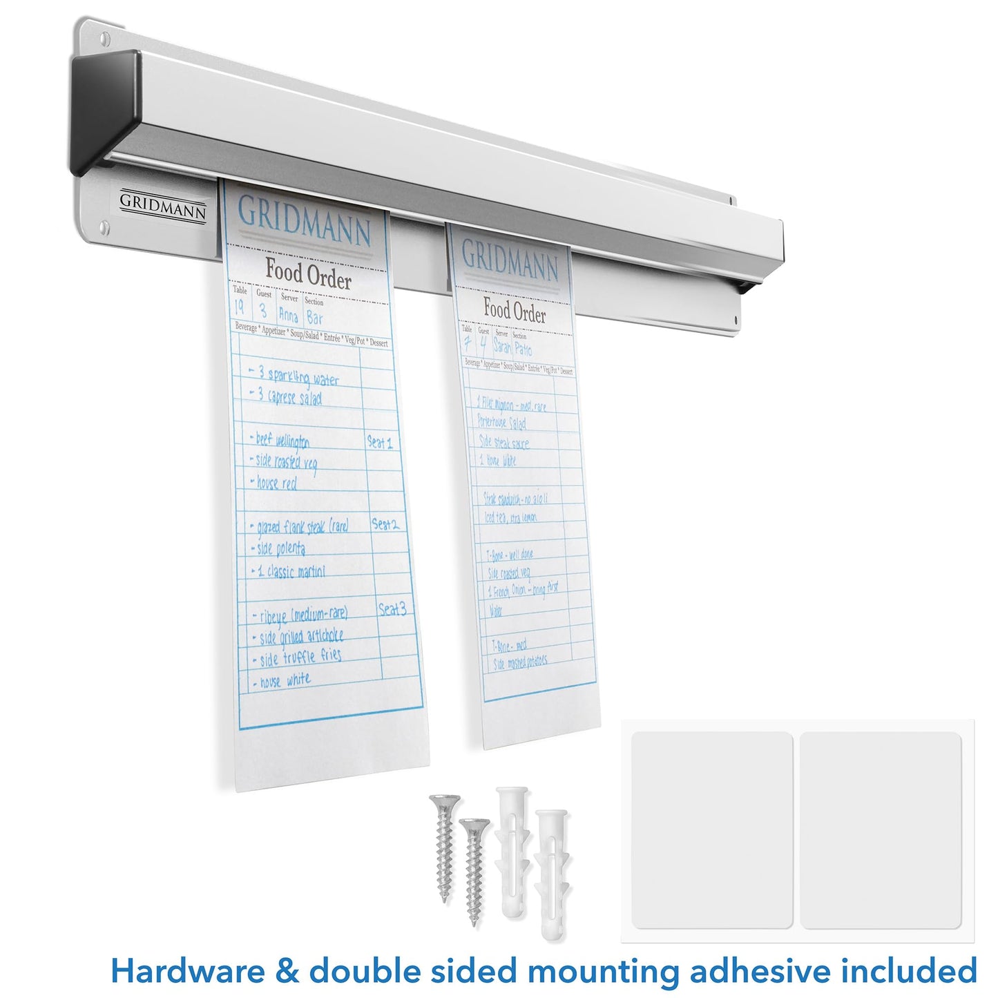 GRIDMANN 36-inch Slide Check Rack, Aluminum Restaurant Ticket Holder for Commercial Kitchen Food Orders