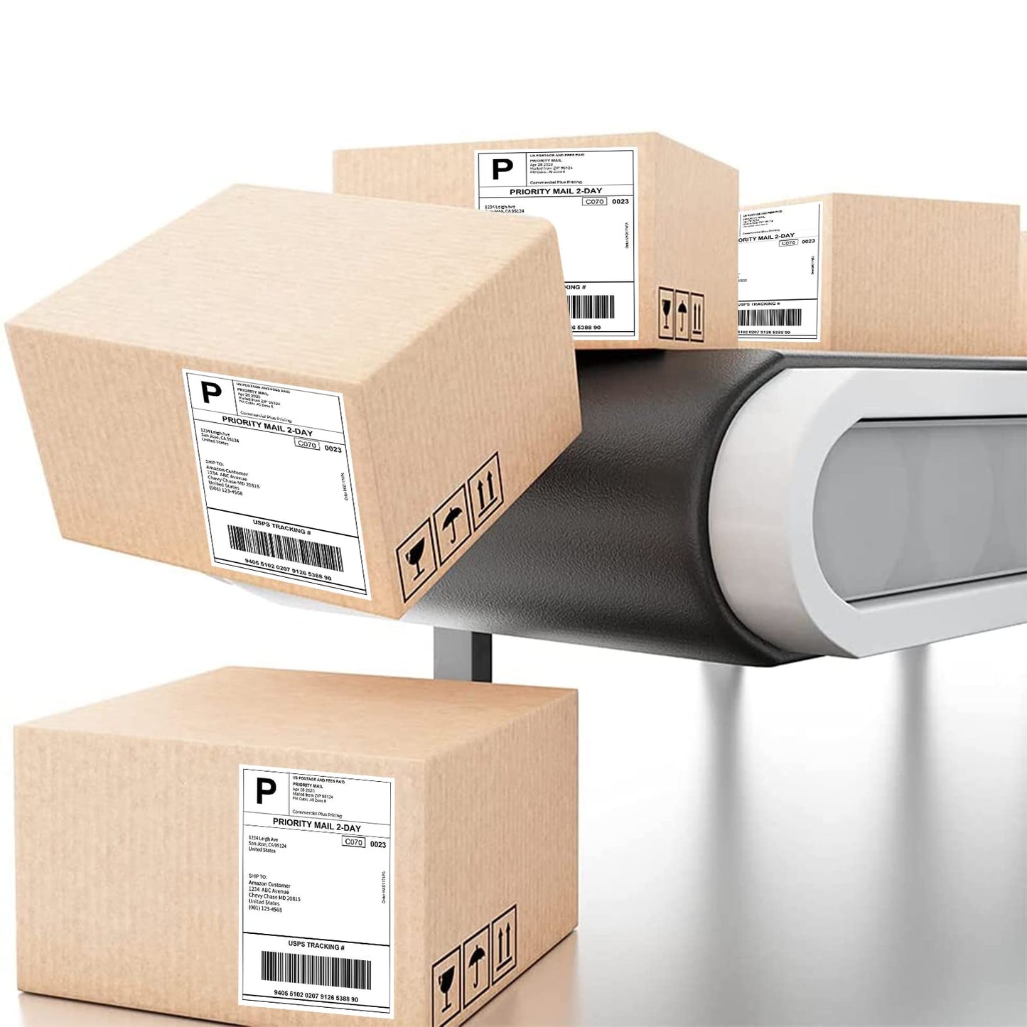 RyhamPaper 4" x 6" Fanfold Direct Thermal Labels - White Shipping Mailing Postage Labels, Perforated, Permanent Adhesive (4 Stacks - 4000 Labels)