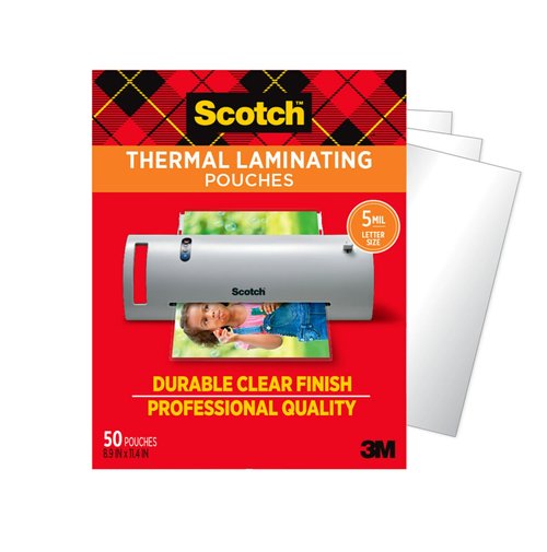 Scotch Thermal Laminating Pouches Premium Quality, 5 Mil Thick for Extra Protection, 50 Pack Letter Size Laminating Sheets, Our Most Durable Lamination Pouch, 8.9 x 11.4 inches, Clear