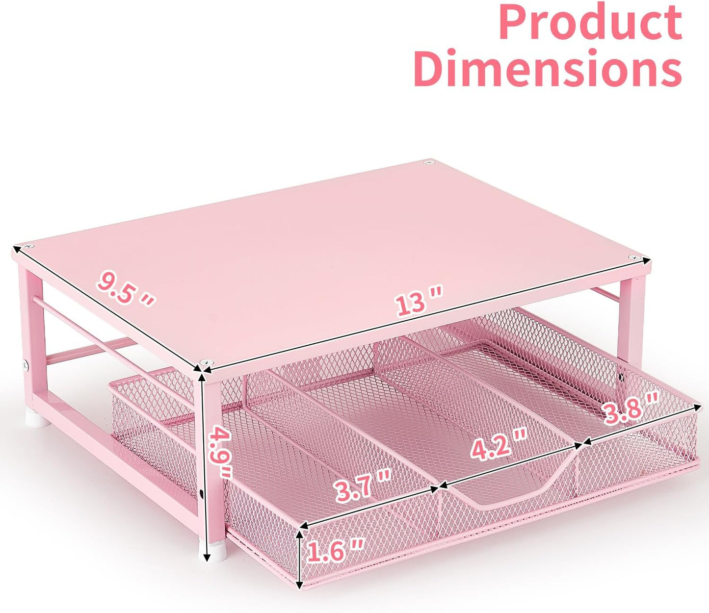 Skiennix Small Pink Laptop Stand - Stylish Monitor Stand with Drawer for Home & Office Desks