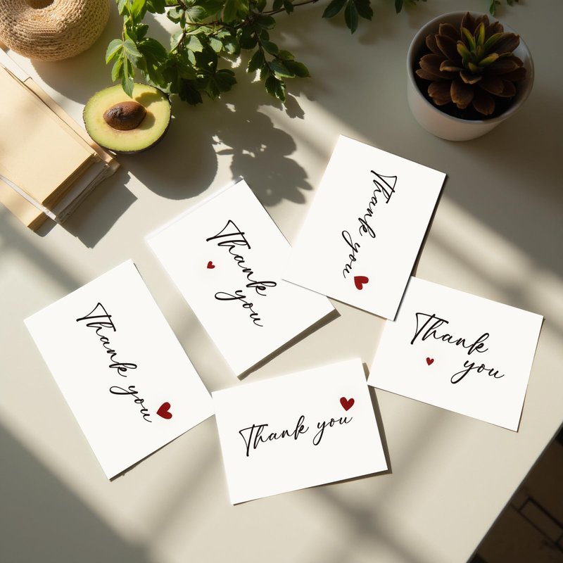 XISHIUYIS Thank You Cards with Envelopes - 24 Pack Heart Design Thank You Notes with Envelopes Set, Small Blank Thank You Cards (3.5x5in) for Weddings, Baby Showers & Business