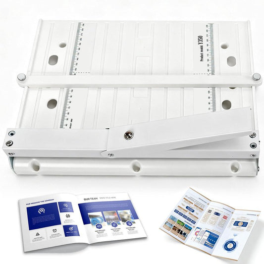13.78 Inch Manual Paper Creaser, Creasing Machine with Extended Positioning Block, Accurate Folding Tool for Cardstock Brochures Invitations Book Covers, Portable Stable Paper Creasing Machine