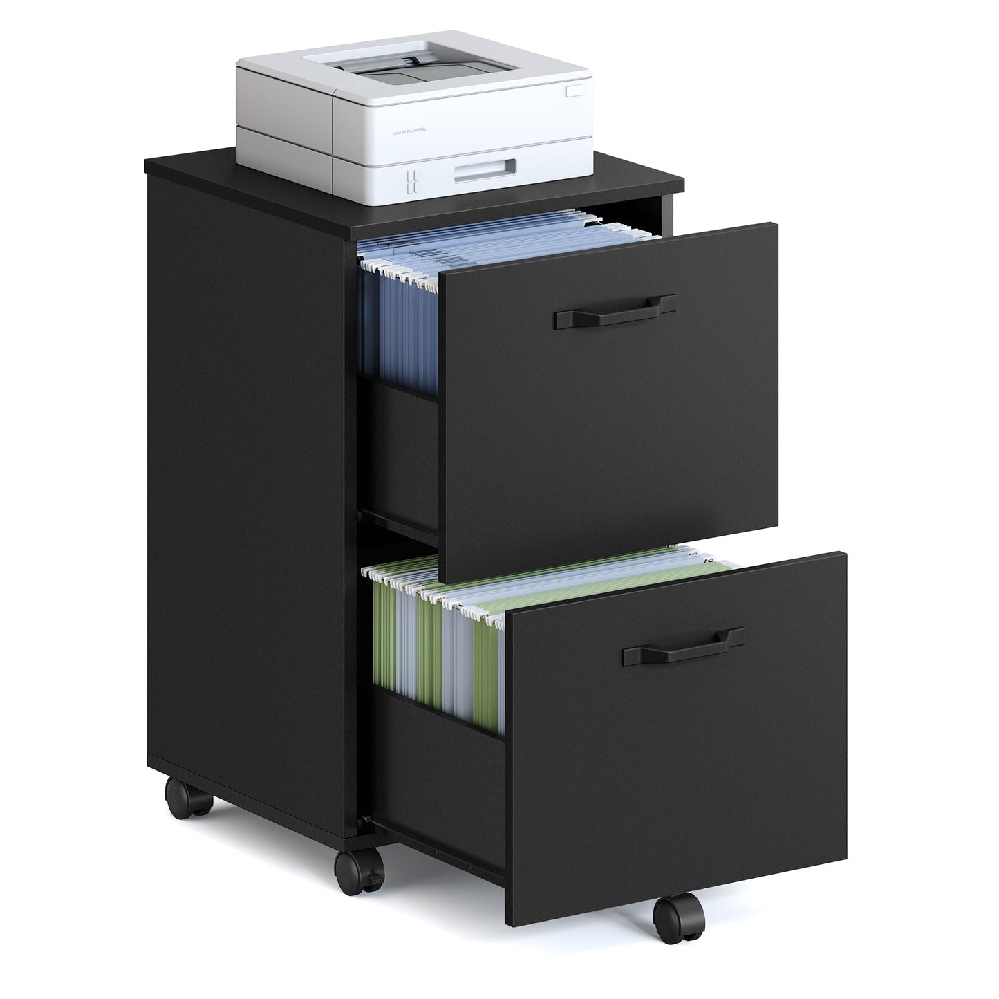 VASAGLE CUSTOS Collection - 2-Drawer File Cabinet, Small Rolling Filing Cabinet for Home Office, Printer Stand, for A4, Letter-Size Documents, 15.7 x 16.5 x 27.6 Inches, Matte Black UOFC040B16V2S
