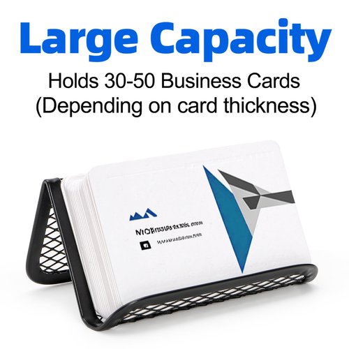 Suwimut 12 Pack Business Card Holder for Desk, Metal Mesh Business Card Stand Desktop Display Rack, Black Business Card Organizer Holds up to 50 Name Cards for Office